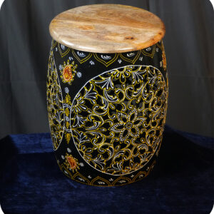 Handcrafted Floral Wooden Accent Stool