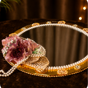 Floral Pearl Decorative Mirror Tray