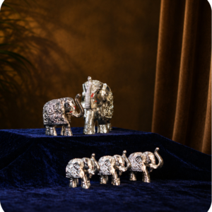 Decorative Silver Elephant Figurine Set​