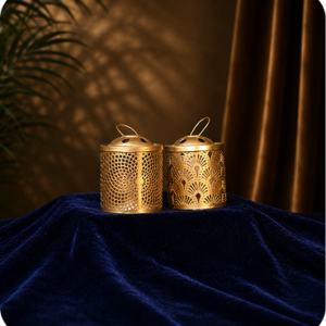 Golden Filigree Decorative Lantern Set